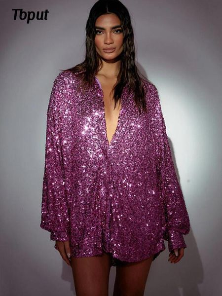 women's blouses shirts fashion sequins shiny button up shirt women loose single breasted lapel dress female party club long sleeve 230, White
women's blouses shirts fashion sequins shiny button up shirt women loose single breasted lapel dress female party club long sleeve 230, White