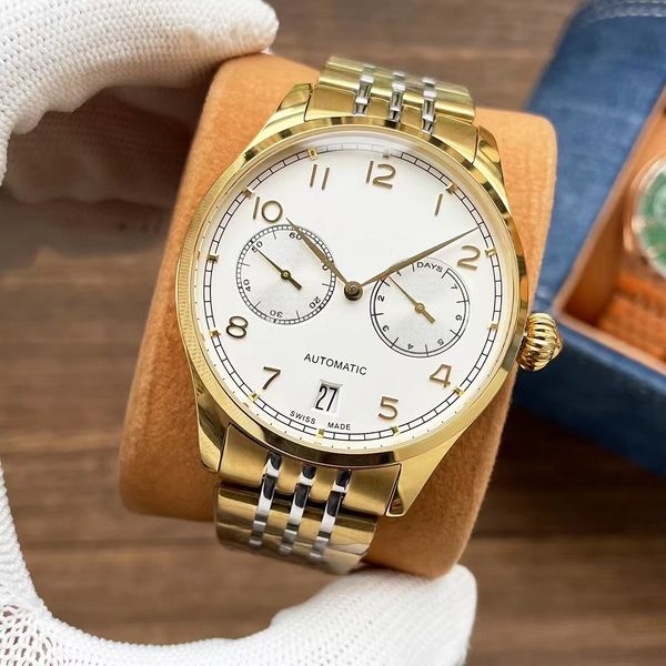 portuguese series seven-day chain automatic mechanical movement, independent small second hand, true kinetic indicator, mineral crystal glas, Slivery;brown
portuguese series seven-day chain automatic mechanical movement, independent small second hand, true kinetic indicator, mineral crystal glas, Slivery;brown