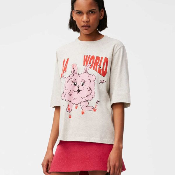 ganni 23ss women designer t shirt cartoon rabbit loose pullover sleeve t-shirt female casual lazy, White
ganni 23ss women designer t shirt cartoon rabbit loose pullover sleeve t-shirt female casual lazy, White