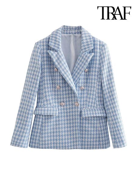 women's suits blazers traf women fashion houndstooth double breasted tweed blazer coat vintage long sleeve flap pocket female outerwear, White;black
women's suits blazers traf women fashion houndstooth double breasted tweed blazer coat vintage long sleeve flap pocket female outerwear, White;black