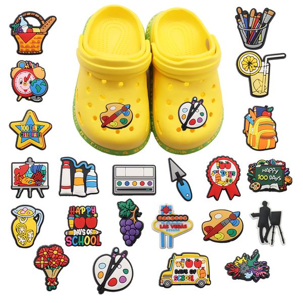 wholesale 100pcs painting tools 100 days of school pvc students shoe designer accessories buckle for croc jibz button clog, White;pink
wholesale 100pcs painting tools 100 days of school pvc students shoe designer accessories buckle for croc jibz button clog, White;pink