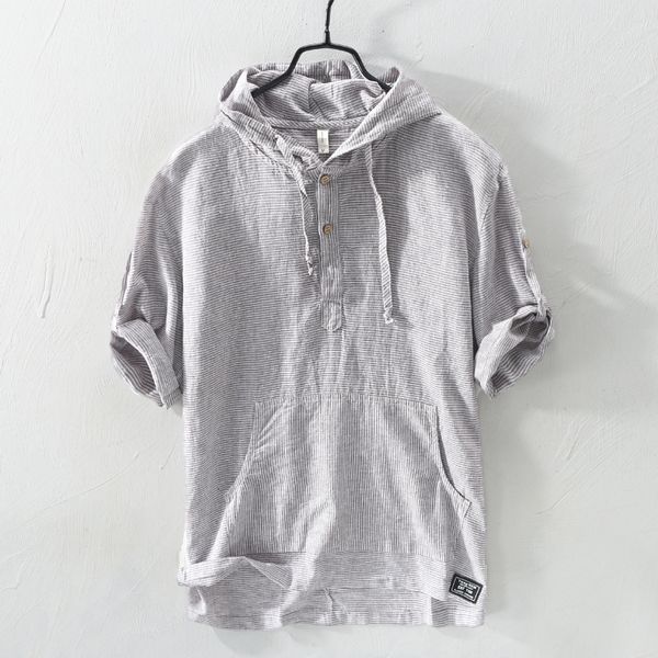 men's casual shirts summer fashion men shirts hooded collar short sleeve linen shirts men cotton tee pullover vintage casual stripe shi, White;black
men's casual shirts summer fashion men shirts hooded collar short sleeve linen shirts men cotton tee pullover vintage casual stripe shi, White;black