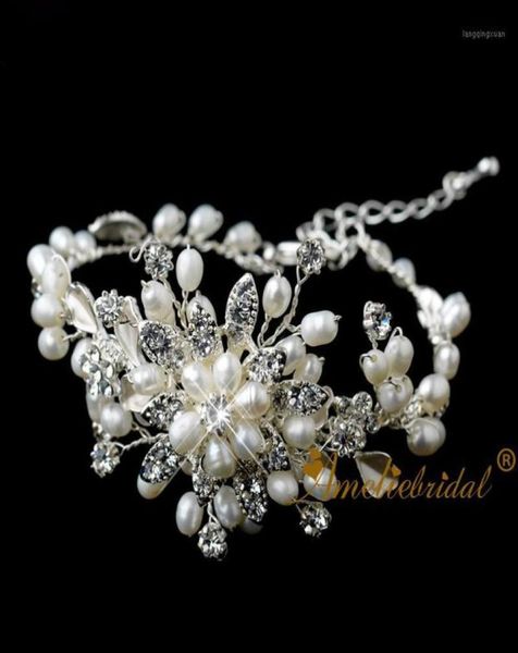 bangle handmade vintage rhinestone and pearl wedding bracelet bridal jewelry style fashion decoration chain13590776, Black
bangle handmade vintage rhinestone and pearl wedding bracelet bridal jewelry style fashion decoration chain13590776, Black