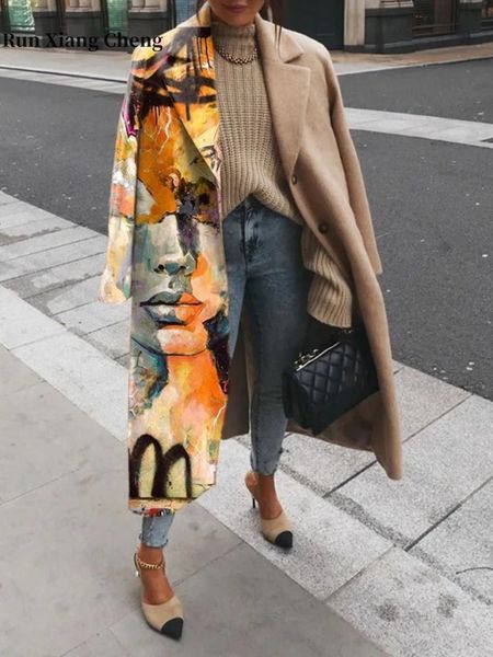 women's wool blends winter fashion highend outdoor coats oil painting abstraction plaid long sleeve lapel coat for women 230306, Black
women's wool blends winter fashion highend outdoor coats oil painting abstraction plaid long sleeve lapel coat for women 230306, Black