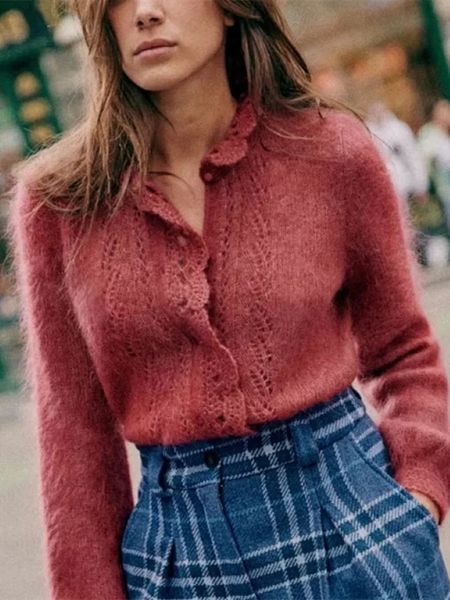 women's knits tees 4 color crochet hollow out sweater single breasted temperament wool and mohair blend long sleeve female cardigan 230, White
women's knits tees 4 color crochet hollow out sweater single breasted temperament wool and mohair blend long sleeve female cardigan 230, White