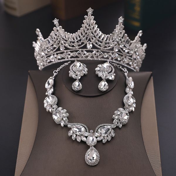 headpieces bridal crown wedding dress hair band necklace earrings three-piece set designer white rhinestone party ball jewelry birthday vale, Silver
headpieces bridal crown wedding dress hair band necklace earrings three-piece set designer white rhinestone party ball jewelry birthday vale, Silver