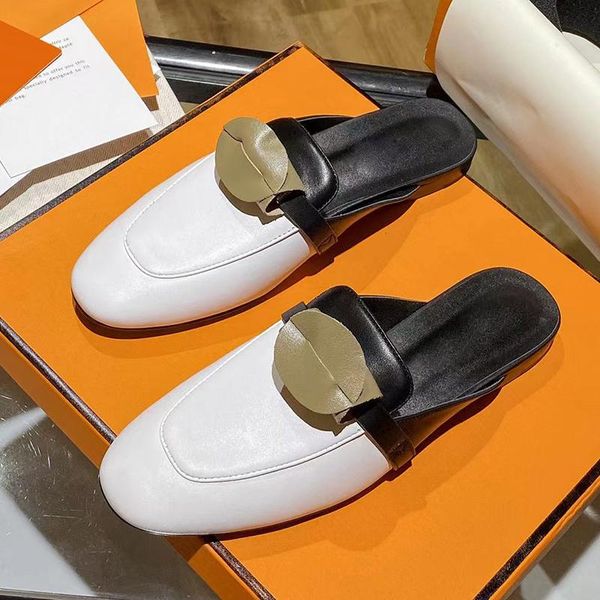 summer classic slippers op11 neutral luxury fashion leather multi-color women's mueller casual shoes metal buckle comfortable flat baot, Black
summer classic slippers op11 neutral luxury fashion leather multi-color women's mueller casual shoes metal buckle comfortable flat baot, Black