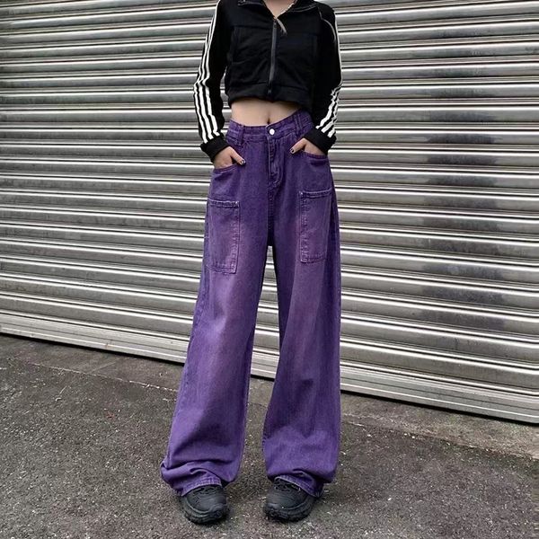 women's jeans purple big pocket wide leg baggy jeans women fashion straight women jeans harajuku high waist jean femme fall mom denim p, Blue
women's jeans purple big pocket wide leg baggy jeans women fashion straight women jeans harajuku high waist jean femme fall mom denim p, Blue