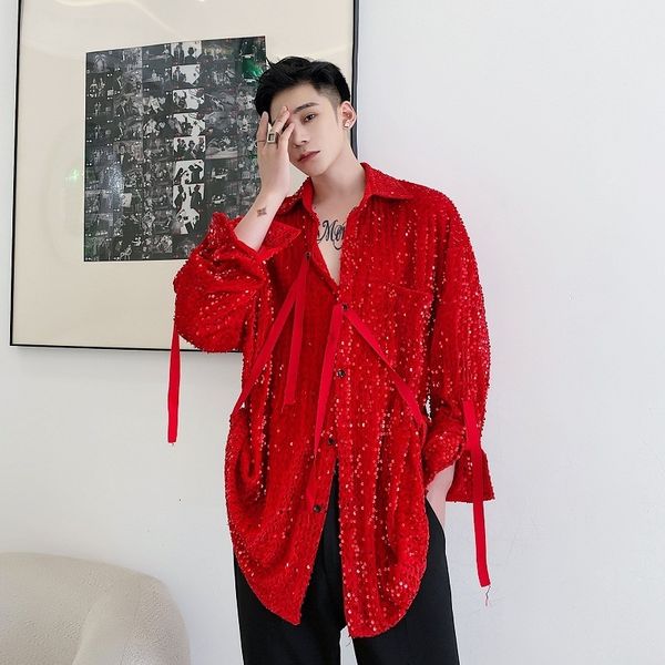 men's casual shirts spring autumn black red long sleeve shirt men women sequin lacing oversized blouse nightclub dj singer stage costum, White;black
men's casual shirts spring autumn black red long sleeve shirt men women sequin lacing oversized blouse nightclub dj singer stage costum, White;black