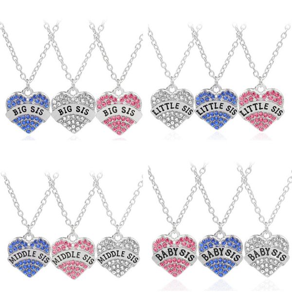 big little middle baby sis letters heart pendants designer necklace woman south american pink blue rhinestone silver chain necklaces fashion
big little middle baby sis letters heart pendants designer necklace woman south american pink blue rhinestone silver chain necklaces fashion