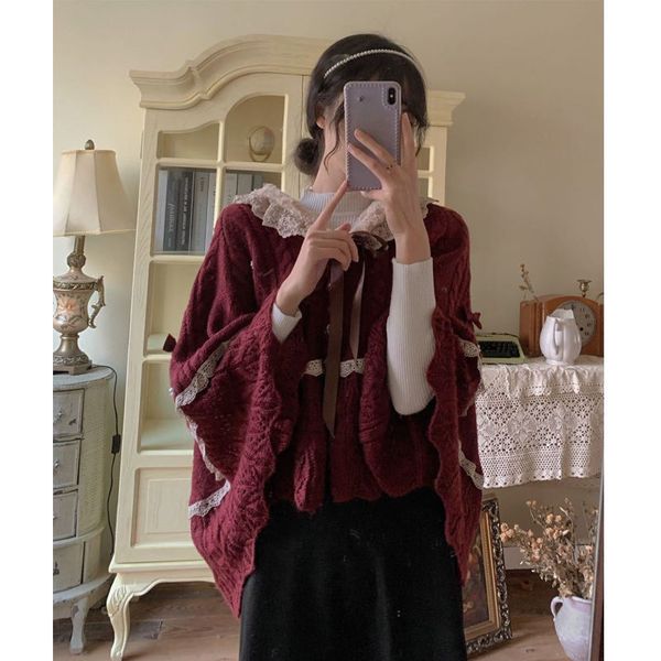women's knits tee clothing autumn winter vintage lovely lace doll neck wine red sweater languid breeze soft waxy sweet women 230306, White
women's knits tee clothing autumn winter vintage lovely lace doll neck wine red sweater languid breeze soft waxy sweet women 230306, White