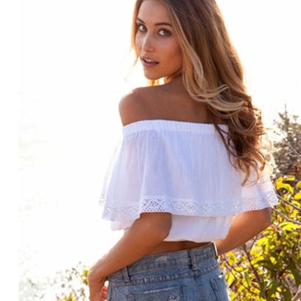 wholesale-summer 2023 bohemian white crop for women off shoulder lace splice t shirt camisetas y cuello slash women clothing sale
wholesale-summer 2023 bohemian white crop for women off shoulder lace splice t shirt camisetas y cuello slash women clothing sale