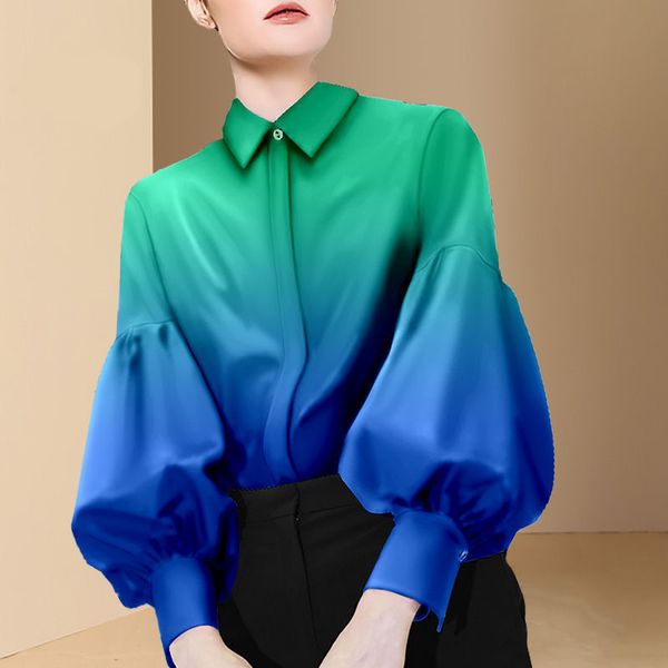 women's blouses shirts elegant fashion button up shirt women spring vintage puff lantern sleeve blouse female printed loose gradient c, White
women's blouses shirts elegant fashion button up shirt women spring vintage puff lantern sleeve blouse female printed loose gradient c, White