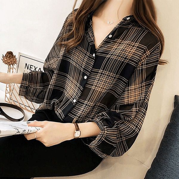 women's blouses shirts fashion casual thin chiffon loose batwing sleeve plaid women shirt office lady all-match lapel button oversize w, White
women's blouses shirts fashion casual thin chiffon loose batwing sleeve plaid women shirt office lady all-match lapel button oversize w, White