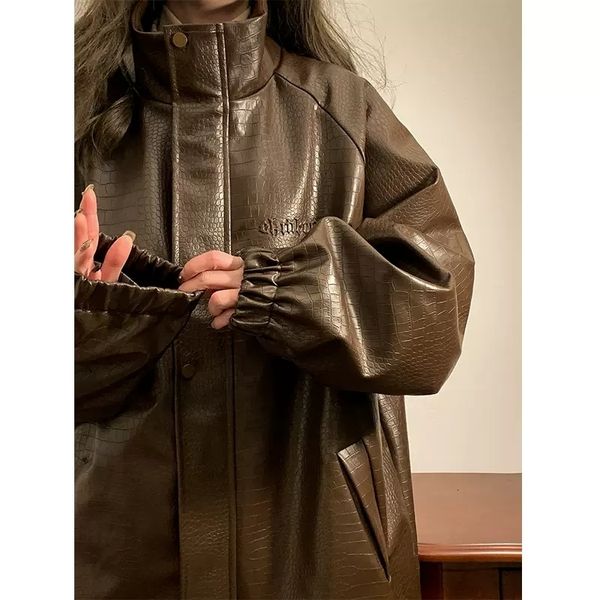 women's jackets casual leather coats spring autumn clothing unique special oversized pu girls outerwear fp931 230306, Black;brown
women's jackets casual leather coats spring autumn clothing unique special oversized pu girls outerwear fp931 230306, Black;brown