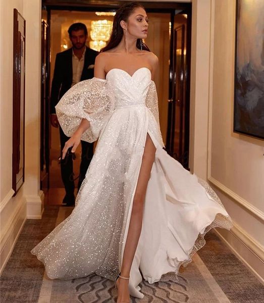 2023 sparkly sequins long evening formal dress short puffy sleeves a line sweetheart slit prom party birthday engagement gowns robe de soire, Black;red
2023 sparkly sequins long evening formal dress short puffy sleeves a line sweetheart slit prom party birthday engagement gowns robe de soire, Black;red