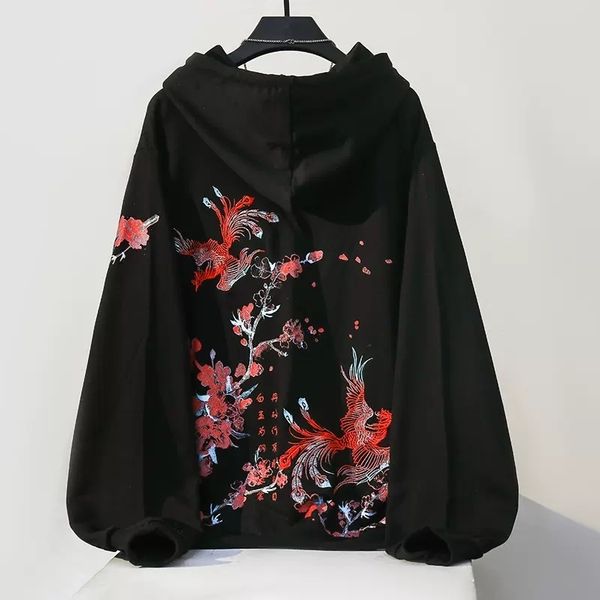 women's hoodies sweatshirts phoenix cherry blossom embroidery harajuku hooded chinese style gradient jackets menwomen pullovers cs949 2, Black 
women's hoodies sweatshirts phoenix cherry blossom embroidery harajuku hooded chinese style gradient jackets menwomen pullovers cs949 2, Black