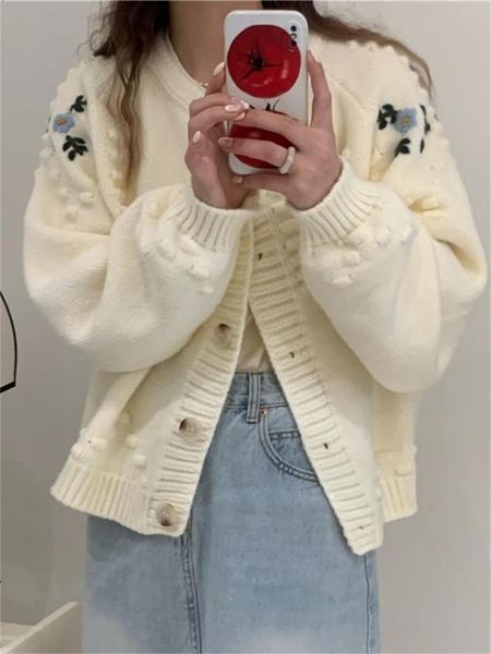 women's knits tees hsa embroidery cardigan women sweet cropped sweaters gentle knitted retro korean style fashion outwear floral femini, White
women's knits tees hsa embroidery cardigan women sweet cropped sweaters gentle knitted retro korean style fashion outwear floral femini, White