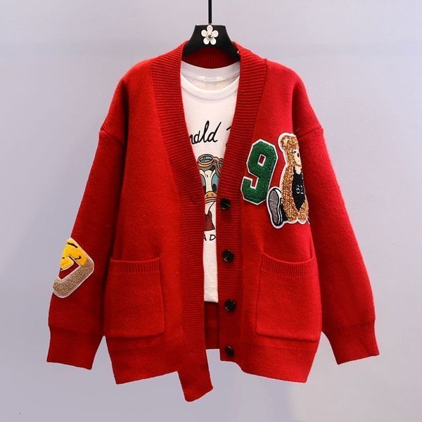 women's knits tees autumn winter women cartoon cardigans sweaters streetwear fashion long sleeve vneck pockets little bear casual knitt, White
women's knits tees autumn winter women cartoon cardigans sweaters streetwear fashion long sleeve vneck pockets little bear casual knitt, White
