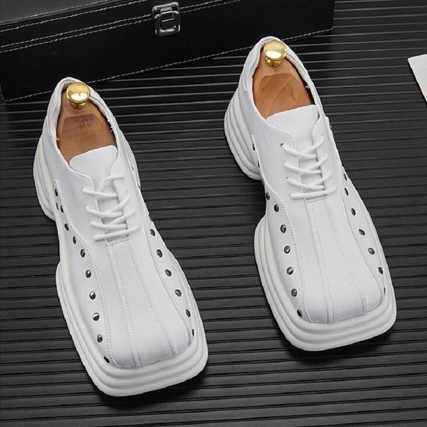 square toe men shoes white casual shoes personality thick soled small white shoes british style versatile of the trend men shoes d2a35, Black
square toe men shoes white casual shoes personality thick soled small white shoes british style versatile of the trend men shoes d2a35, Black