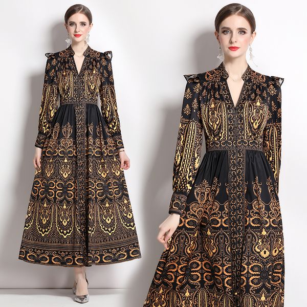 2023 black party floral maxi dress long sleeve women designer formal event v-neck pleated empire wais dresses casual resort wear ladies offi, Black;gray
2023 black party floral maxi dress long sleeve women designer formal event v-neck pleated empire wais dresses casual resort wear ladies offi, Black;gray