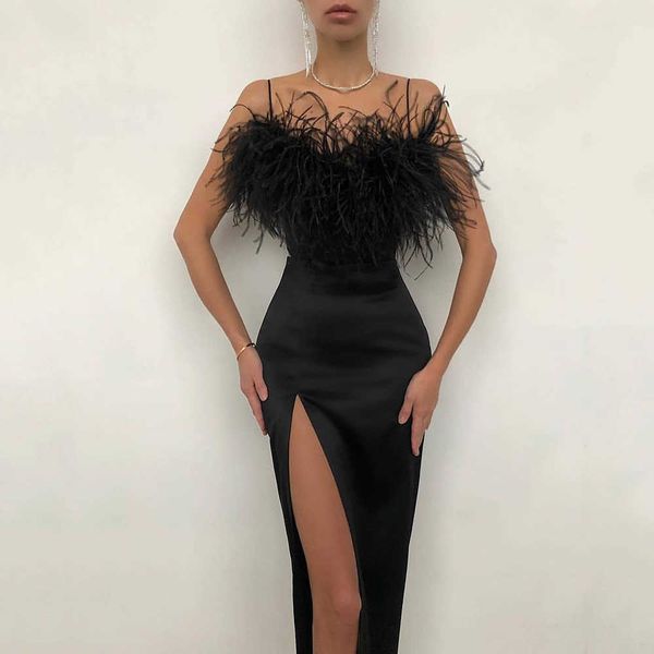 party dresses 2023 new spring and summer women's dress slim dress with feather dress t230303, White;black
party dresses 2023 new spring and summer women's dress slim dress with feather dress t230303, White;black