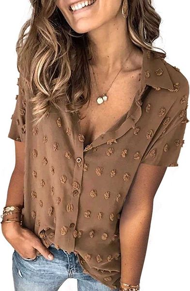 womens blouse silk summer women pompom button down shirt casual blouse size s-2xlixtv, White
womens blouse silk summer women pompom button down shirt casual blouse size s-2xlixtv, White