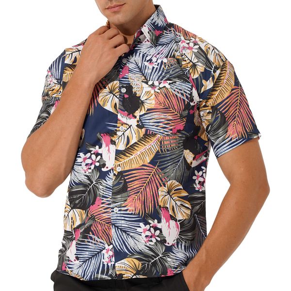 men hawaiian shirts short sleeve button down shirt floral beach aloha shirts, White;black
men hawaiian shirts short sleeve button down shirt floral beach aloha shirts, White;black