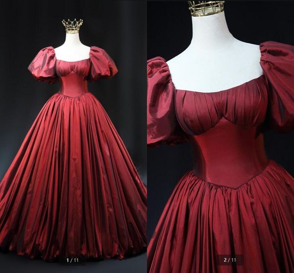 2023 red picture burgundy ball gown short puff sleeve prom dresses pleated princess puffy floor length prom gowns scoop neck taffeta red car, Black
2023 red picture burgundy ball gown short puff sleeve prom dresses pleated princess puffy floor length prom gowns scoop neck taffeta red car, Black