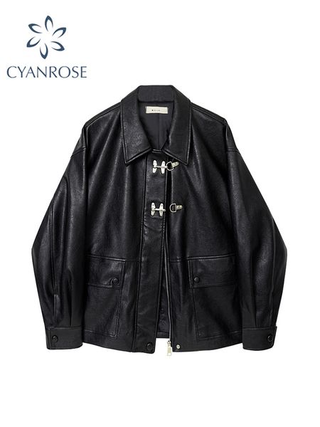 women s jackets autumn winter pu leather jacket vintage black motorcycle coat female korean casual loose streetwear outwear 230306, Black;brown
women s jackets autumn winter pu leather jacket vintage black motorcycle coat female korean casual loose streetwear outwear 230306, Black;brown