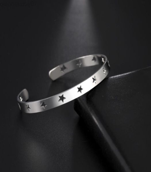 

skyrim hollow star adjustable bracelets for women girls stainless steel cuff bracelet party wedding jewelry friend gifts l2208129480243, Black