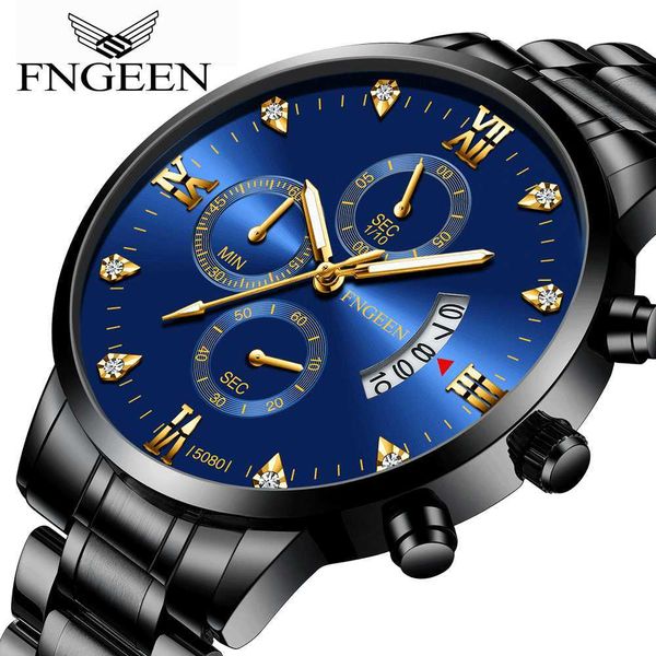 fenzun new men's multifunctional fashion business quartz watch three eye calendar sports luminous watch, Slivery;black
fenzun new men's multifunctional fashion business quartz watch three eye calendar sports luminous watch, Slivery;black