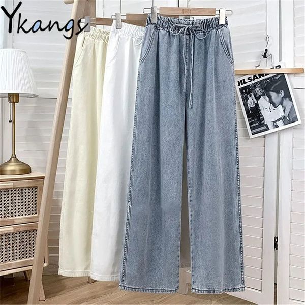 women's jeans elastic band high waist drawstring wide leg jeans women basic classic denim pants loose simple korean blue white beige tr
women's jeans elastic band high waist drawstring wide leg jeans women basic classic denim pants loose simple korean blue white beige tr