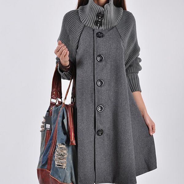women's wool blends korean version of large size women winter coat long loose en cloak trench 230306, Black
women's wool blends korean version of large size women winter coat long loose en cloak trench 230306, Black