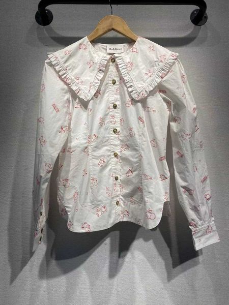 ganni 23ss women designer shirtnordic early spring new rabbit print ruffle lapel fashion cotton college style shirt, White
ganni 23ss women designer shirtnordic early spring new rabbit print ruffle lapel fashion cotton college style shirt, White