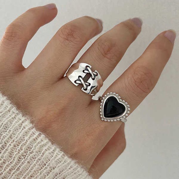 cluster rings new french punk hip hop vintage special design love heart strap opening adjust size rings for women men fashion jewelry 2022 l, Golden;silver
cluster rings new french punk hip hop vintage special design love heart strap opening adjust size rings for women men fashion jewelry 2022 l, Golden;silver
