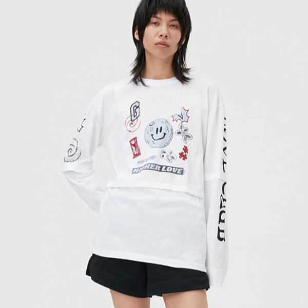 23ss ganni women designer t shirt beach tees white letter smiling printing long-sleeved t-shirt
23ss ganni women designer t shirt beach tees white letter smiling printing long-sleeved t-shirt