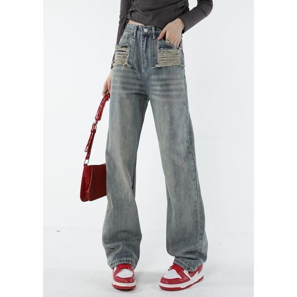 women's jeans vintage blue high waist women jeans worn-out american fashion wide leg jean female denim trouser straight baggy denim pan
women's jeans vintage blue high waist women jeans worn-out american fashion wide leg jean female denim trouser straight baggy denim pan