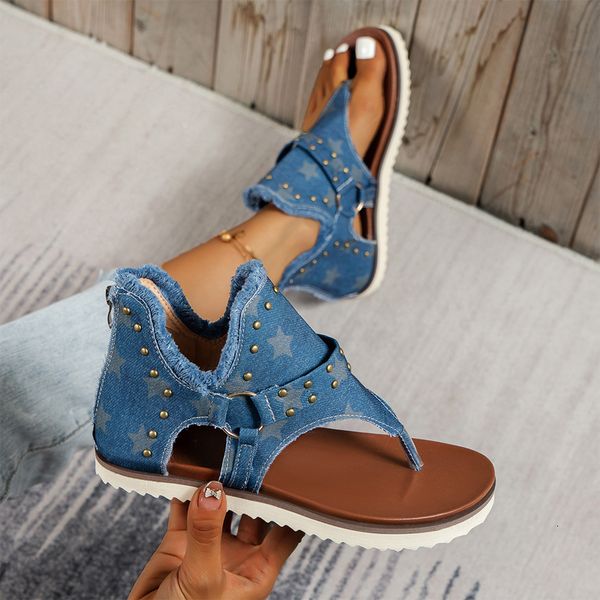 sandals summer denim shoes women chic star print gladiator sandals ladies punk rivet stud fip flops 230306, Black
sandals summer denim shoes women chic star print gladiator sandals ladies punk rivet stud fip flops 230306, Black