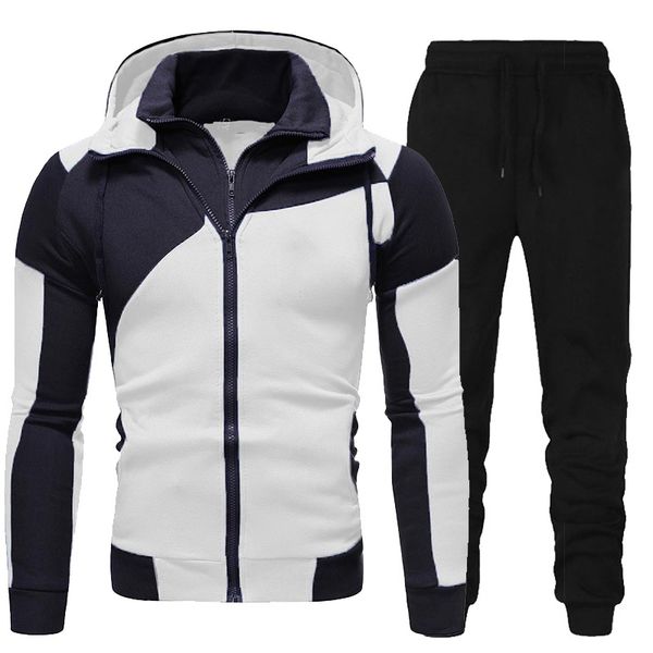 men's tracksuits men tracksuits set spring autumn long sleeve hoodie zipper jogging trouser patchwork fitness run suit casual clothing, Gray 
men's tracksuits men tracksuits set spring autumn long sleeve hoodie zipper jogging trouser patchwork fitness run suit casual clothing, Gray