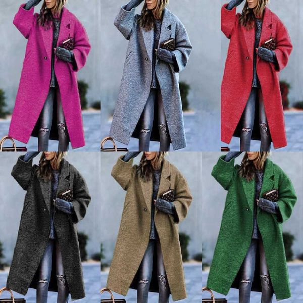 women's wool blends autumn and winter long woolen coat color temperament commuting without belt lapel loose woolen green coat woman t23, Black
women's wool blends autumn and winter long woolen coat color temperament commuting without belt lapel loose woolen green coat woman t23, Black