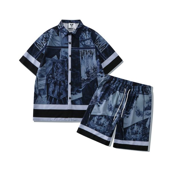 men's tracksuits beach casual shorts suit spring and summer digital printing loose retro button up shirt short-sleeved 2 piece sets 230, Gray
men's tracksuits beach casual shorts suit spring and summer digital printing loose retro button up shirt short-sleeved 2 piece sets 230, Gray