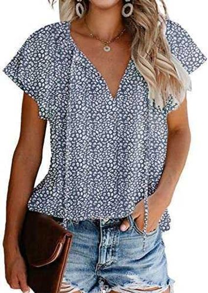 women's casual floral print v neck ruffle short sleeve summer shirts loose blouses6zkc, White
women's casual floral print v neck ruffle short sleeve summer shirts loose blouses6zkc, White