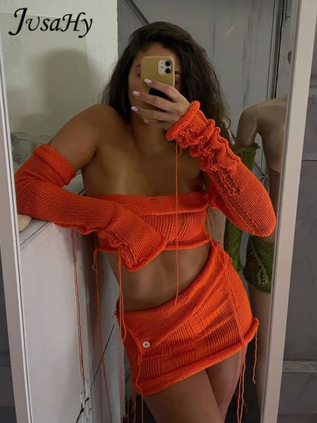 two piece dress jusahy women y2k orange wool kniting beach holiday pieces sets chest wrapping long sleeve short mini hip skirt 230306, White
two piece dress jusahy women y2k orange wool kniting beach holiday pieces sets chest wrapping long sleeve short mini hip skirt 230306, White