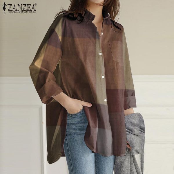 women's blouses shirts fashion pockets asymmetrical chemise zanzea women autumn long sleeve blouses casual shirt kaftan plaid printed, White
women's blouses shirts fashion pockets asymmetrical chemise zanzea women autumn long sleeve blouses casual shirt kaftan plaid printed, White
