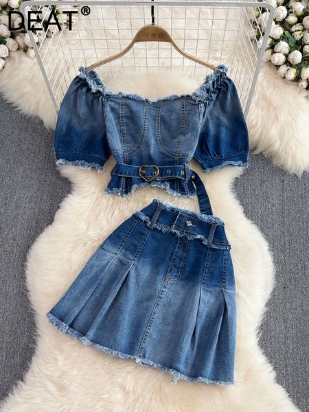 two piece dress deat fashion denim two piece set women's gradual square collar burrs patchwork shirt high waist skirt 2023 spring 11xx0, White
two piece dress deat fashion denim two piece set women's gradual square collar burrs patchwork shirt high waist skirt 2023 spring 11xx0, White