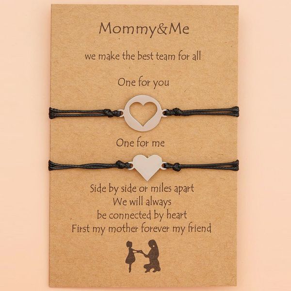 new mother's day bracelet europe and the united states creative stainless steel hollowed out heart wax thread braided card bracelet, Golden;silver
new mother's day bracelet europe and the united states creative stainless steel hollowed out heart wax thread braided card bracelet, Golden;silver
