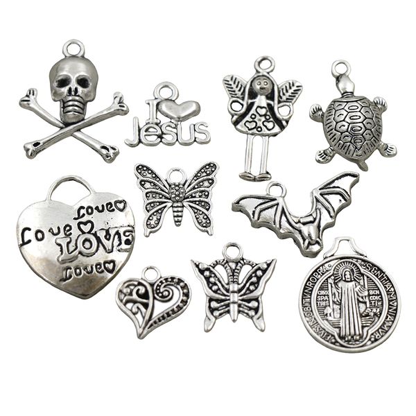 100pcs butterfly heart bat turtle jesus charms pendant for jewelry making alloy antique silver bracelet necklace, Bronze;silver
100pcs butterfly heart bat turtle jesus charms pendant for jewelry making alloy antique silver bracelet necklace, Bronze;silver