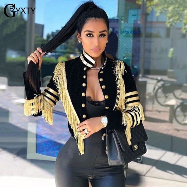 women s jackets gbyxty vintage fringe patched button stripe jacket streetwear women spring autumn long sleeve stand collar cropped coat zl61, Black;brown
women s jackets gbyxty vintage fringe patched button stripe jacket streetwear women spring autumn long sleeve stand collar cropped coat zl61, Black;brown