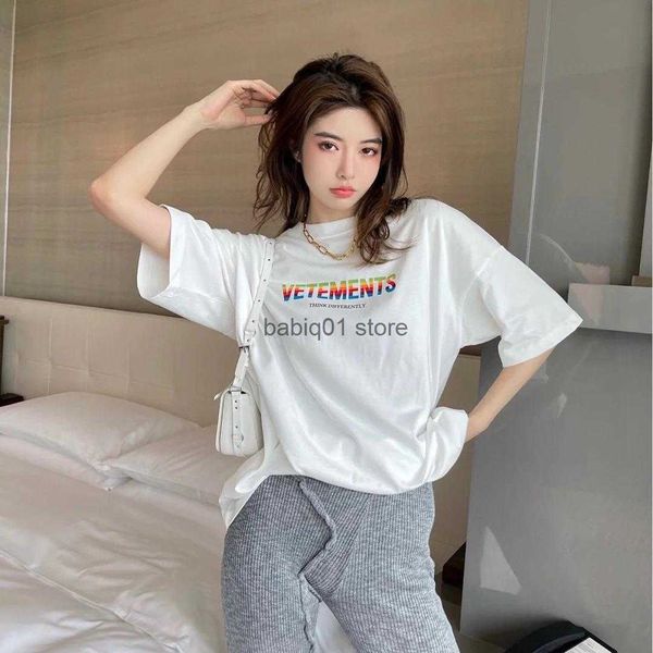men's t-shirts high-version cute vetements rainbow gradient letter print women's short sleeve t230306, White;black
men's t-shirts high-version cute vetements rainbow gradient letter print women's short sleeve t230306, White;black